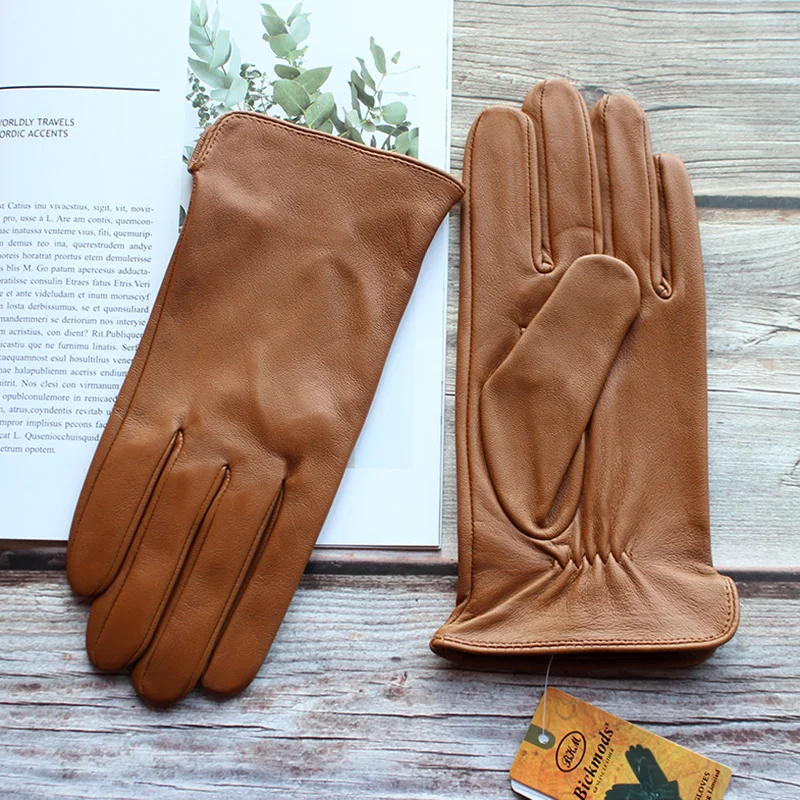 Thin Driving Touch Screen Sheepskin Gloves Men's Leather Unlined Fashionable Straight Electric Bicycle Motorcycle Riding Gloves