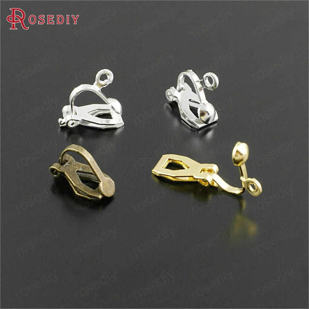 Wholesale Height 12mm Iron Clip Earrings with a Hanging Hole Diy Jewelry Findings 50 pieces(A007)