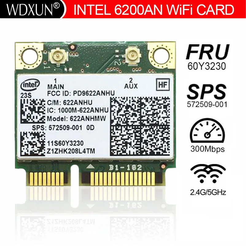 Intel advanced-n 6200 622 anhmw 6200an kartu \ half mini pcie 300 m wlan sps: 572509-001 untuk 2540 p 4420 s 4720 s 6440b 6540b 8440 p