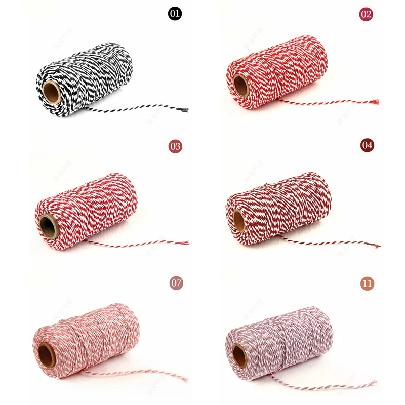 DIY Twisted Cords Gift Packaging Accessories Packing Decoration Wedding Party Packaging Double Color Cotton Baker Twine Rope