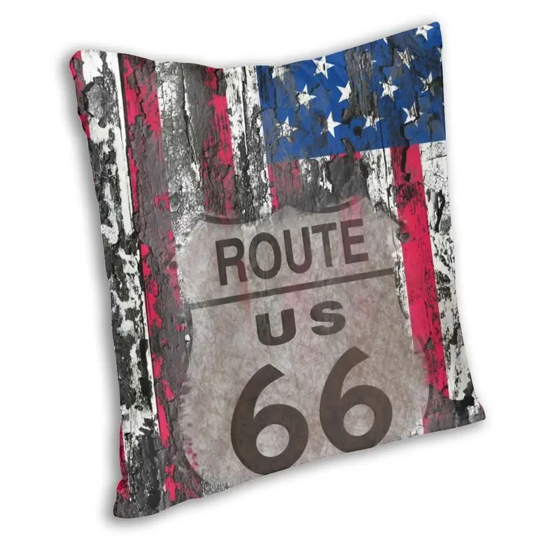 Vintage USA Flag Cushion Cover Double Side 3D Print US Route 66 Floor Pillow Case for Sofa Fashion Pillowcase Decoration