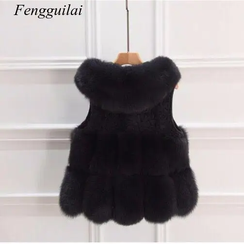 Brand New Women Long Section Warm Fake Fox Fur Vest Man-Made Female Patchwork Sexy  Hit Color Waistcoats Faux Fur Vest