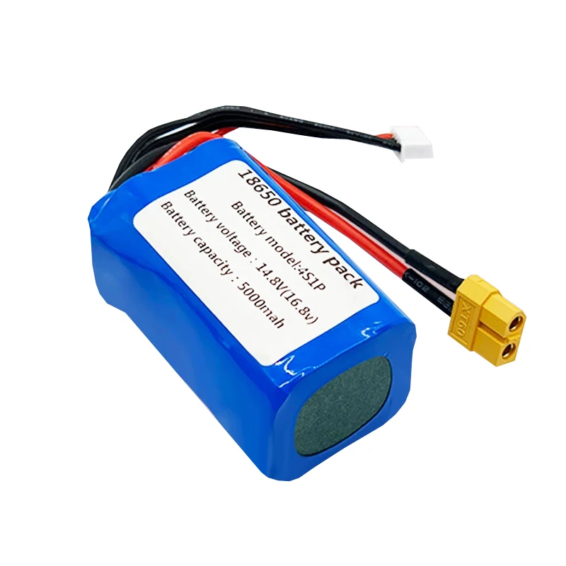 Newest 4S1P 14.8V 5Ah 16.8V High Capacity UAV Rechargeable Li-ion Battery for Various RC Airplane Quadrotor Etc XH2.54-5P XT60