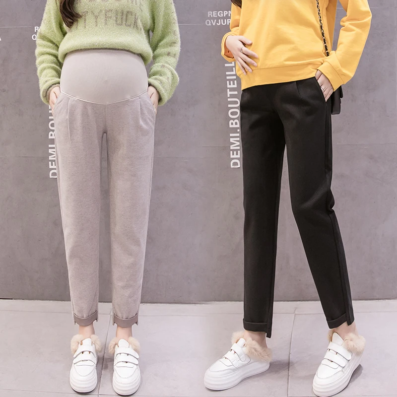 Pregnant women casual pants fall and winter sky lines hold abdominal pants outside wear leggings material easy tide mama