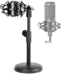 Desktop Microphone Stand, Adjustable Table Mic Stand with Mic Shock Mount for AT2020 AT2020USB+ AT2035 ATR2500 Co