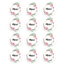 Merci Thank You Stickers for Parties Wedding Xmas Stickers Packaging Seal Labels Stationery Stickers Baking Gift Bag Decorative