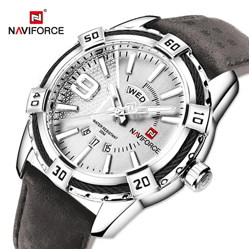 

Luxury Brand NAVIFORCE Men Watch Military Sport Waterproof Original Genuine Leather Wristwatches Date Display Clock Reloj Hombre