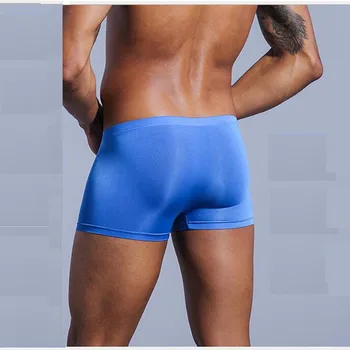 Boxer da uomo molto sottili in nylon di seta ghiacciata, boxer ad alta elasticità con doppio sacchetto