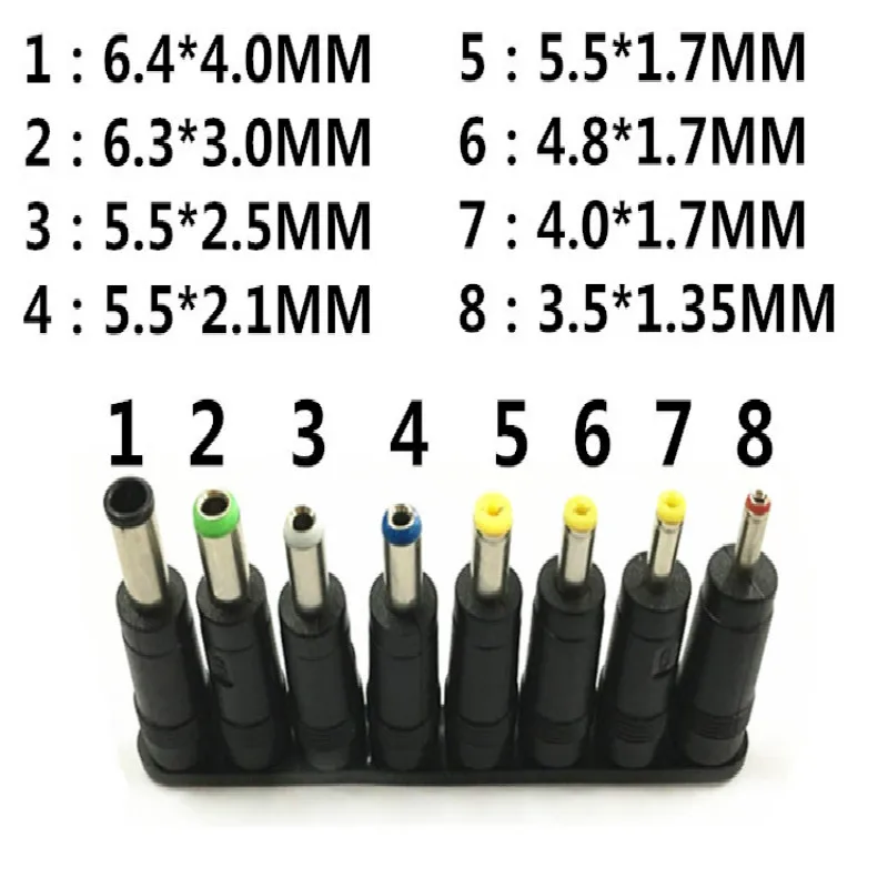 8pcs/Set DC Plugs 5.5x2.1mm Universal Male Jack Connector For AC Power Adapter Computer Cables Connectors Notebook Laptop