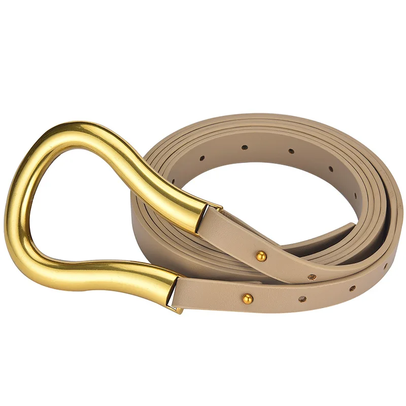 Fashion leather arc metal horseshoe buckle big U belt ladies thin belt soft wear belt ladies high quality watchbandPU Women Coat