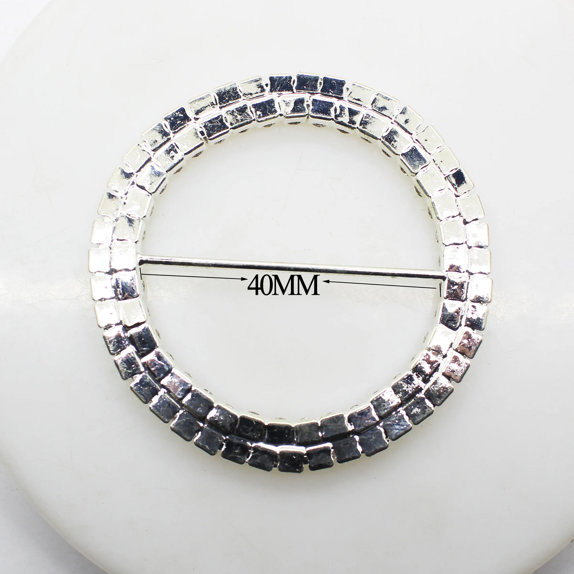 5.6Cm 3Pcs Double-Row Crystal Rhinestone Buckles Silver Metal Wedding Supply Ribbon Slider Gift Decoration Buckle DIY Accessorie