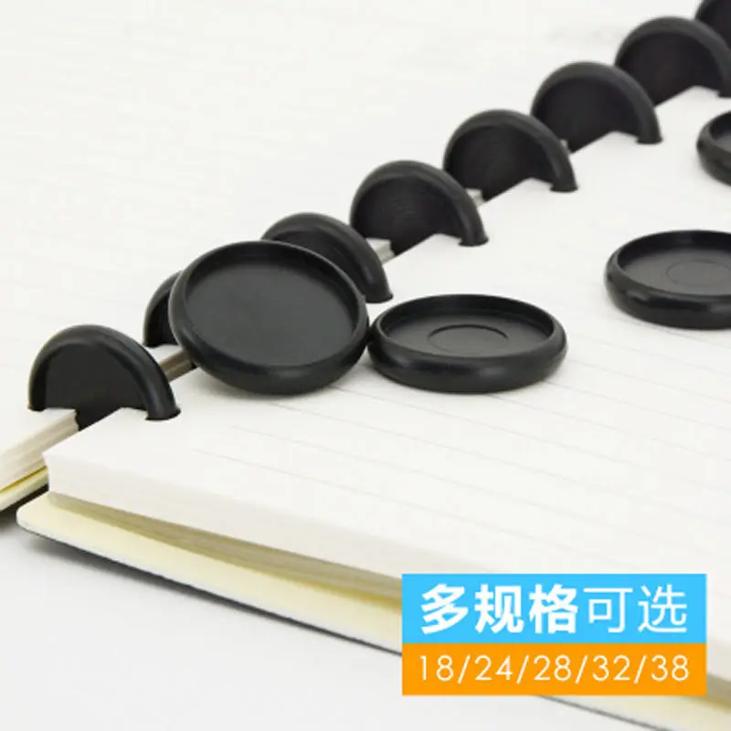 100pcs Black Round Rings Plastic Mushroom Hole Loose Leaf Ring Book Binding Disc Buckle Hoop DIY Binder Notebook Office Rings