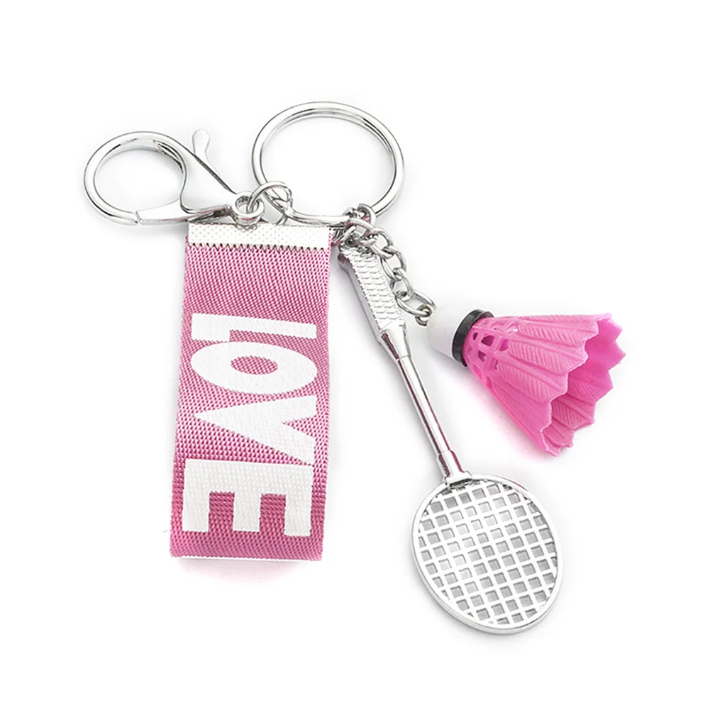 Unique Keychain Mini Battledore Love Webbing Pendant Keyring Holder Keychain Hanging Bag Decor Badminton Decor Backpack Keychain