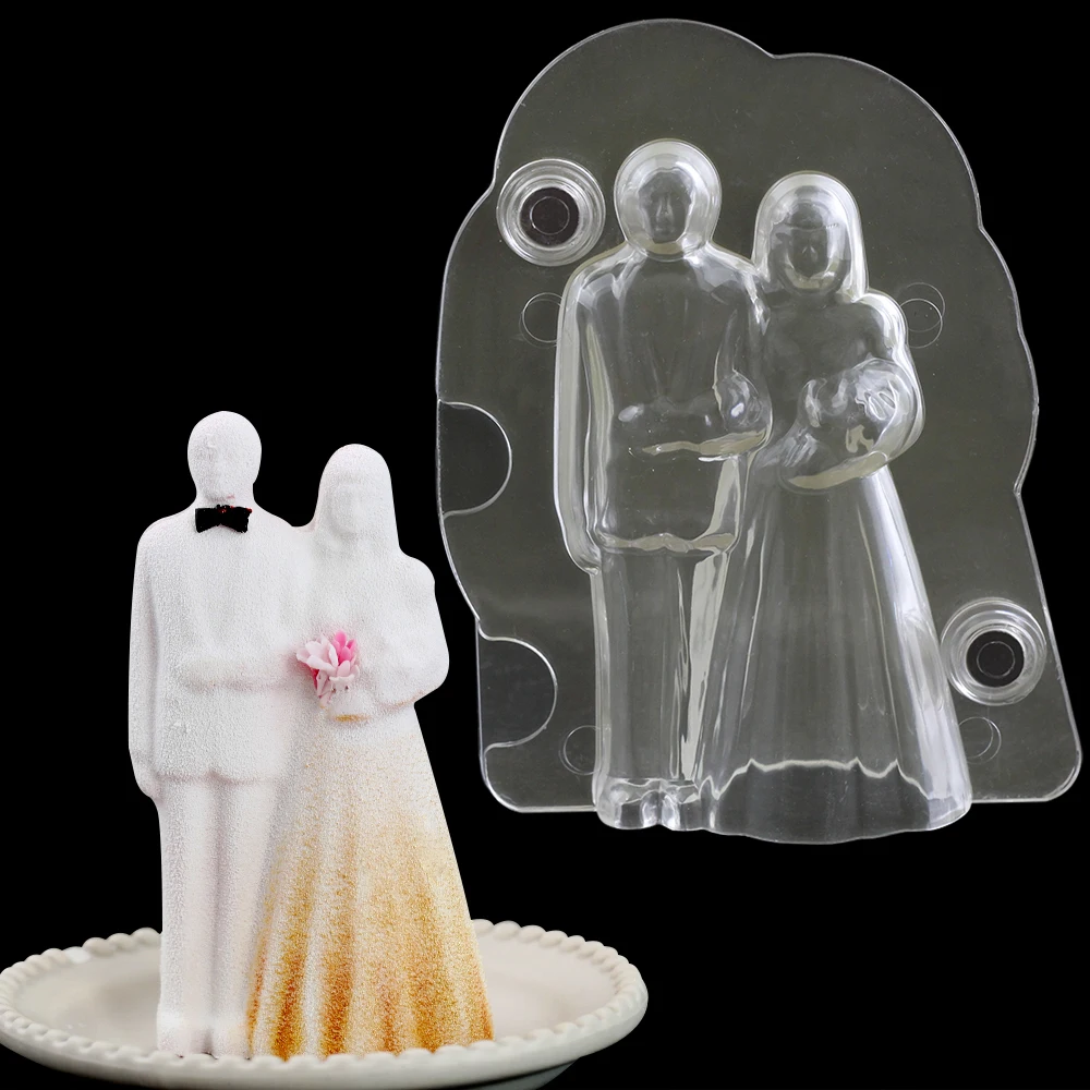 Valentine's Day 3D Chocolate Mold Polycarbonate Bride And Groom Wedding Cake Decoration  Candy Chocolate Mold Pastry Baking Tool