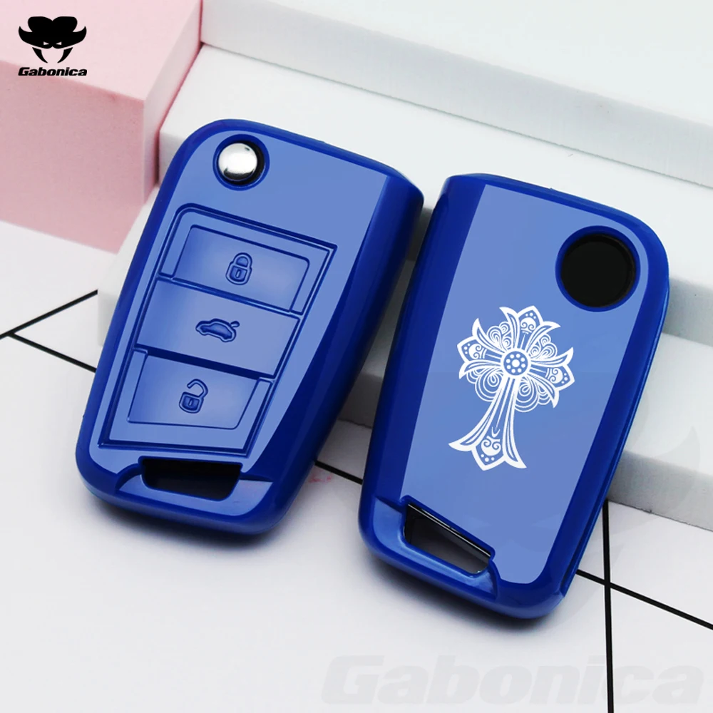 New Soft TPU cross Car Key Cover Case Shell fob For Volkswagen VW Golf 7 mk7 Seat Ibiza Leon FR 2 Altea Aztec For Skoda Octavia