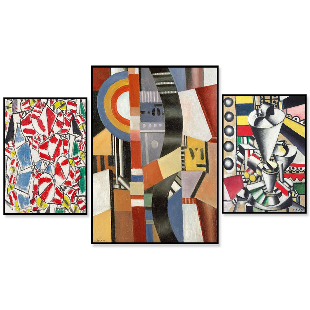 Fernand Leger-Record-Shape Contrast, Still Life Canvas Printed Cubism Decoration Exhibition Poster