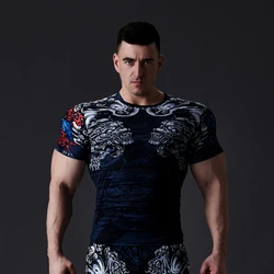 Summer Men's Compression T-Shirt Tops Harajuku Skull 3D Streetwear Running Sports Gym Men's Clothing