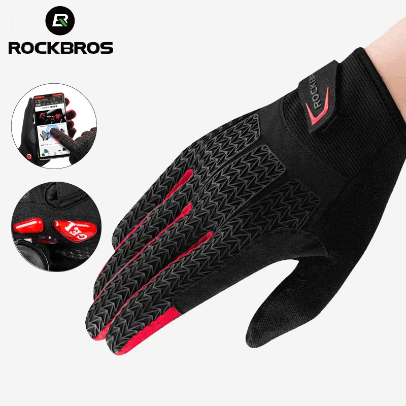 ROCKBROS Cycling Gloves Touch Screen Windproof Gloves MTB Bicycle GEL Pad Shockproof Full Finger Mittens Gloves Autumn Winter