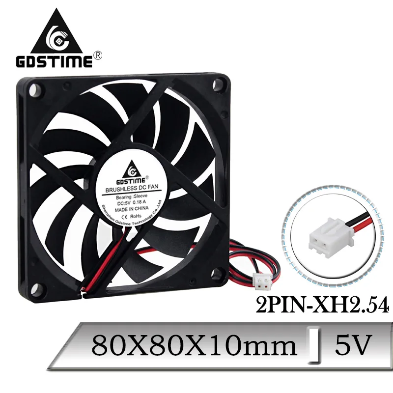 

5Pcs Gdstime DC 5V 80mm 80mmx10mm Computer Case Brushless Axial Cooling Fan 8cm 80x80x10mm PC CPU Heatsink Cooler Fan