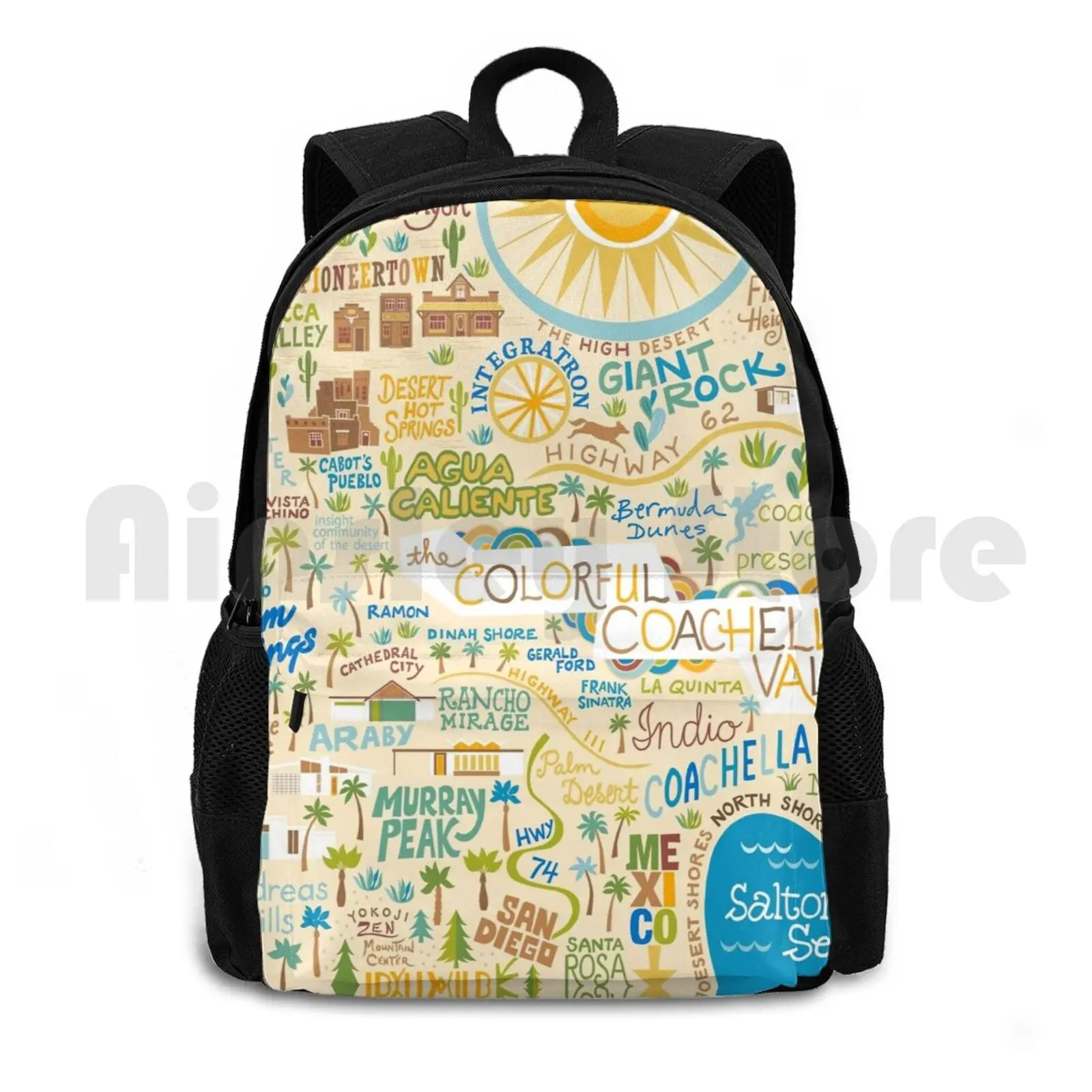 

Valley Illustrated Map-Palm Springs , Joshua Tree Outdoor Hiking Backpack Waterproof Camping Travel Map Illustrated Map