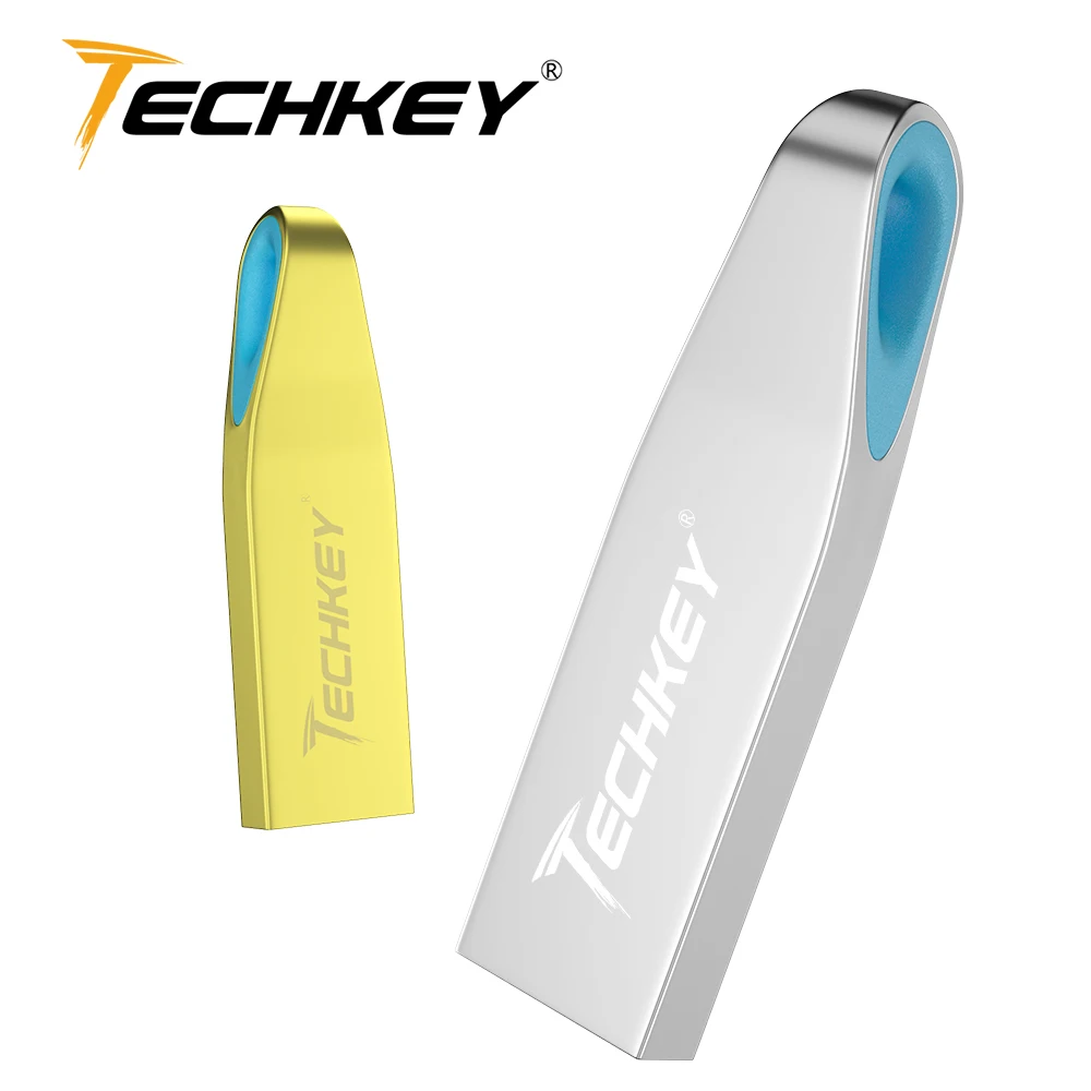 Pendrive Techkey usb flash drive 64gb 32gb 16gb 8GB флешка Metal Steel Pen Drive 128GB memory memori cel usb stick u disk