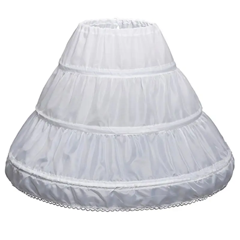 Jupon Trapèze en Dentelle pour Enfant, 3 Cerceaux, une Couche, Crinoline, Garniture, Robe de Fille à Fleurs, Sous-Jupe, Taille artificiel astique, Livraison Gratuite