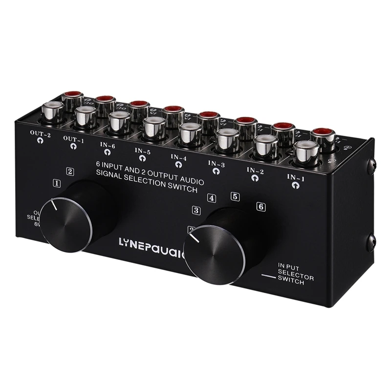 스위처 6 in 2 Out 또는 2 in 6 Out 헤드폰 스피커 스위처 스테레오 사운드 소스 신호 선택 스위처, 인터페이스 RCA 채택
