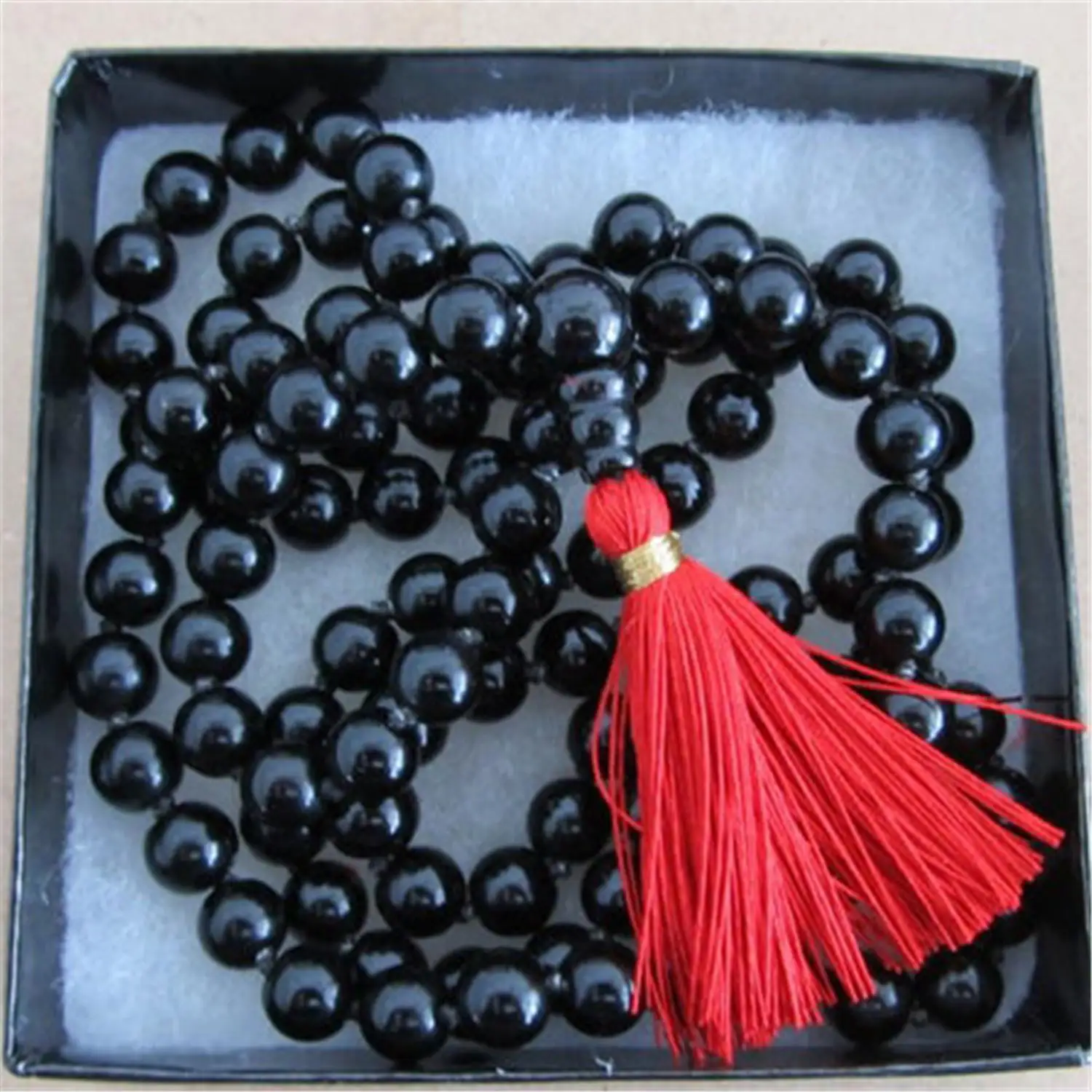 

8mm Black Onyx Gemstone 108 Beads Tassel Mala Necklace Prayer Spirituality Chakra Yoga Mala Yoga Men