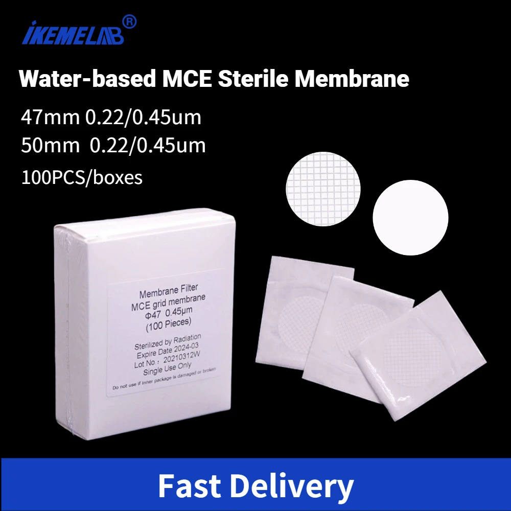 IKEME MCE Steriler Gridded Membrane Filter 47mm 50mm Hydrophilic Filter Laboratory Funnel Vacuum Pump Accessories