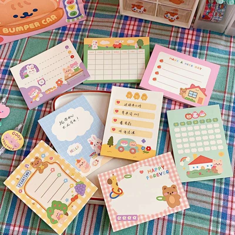 Cartoon Cute Animals Memo Pad 50 Sheets Student Notes school Stationery Weekly Planner Stickers To Do List Kawaii Mini Notepad