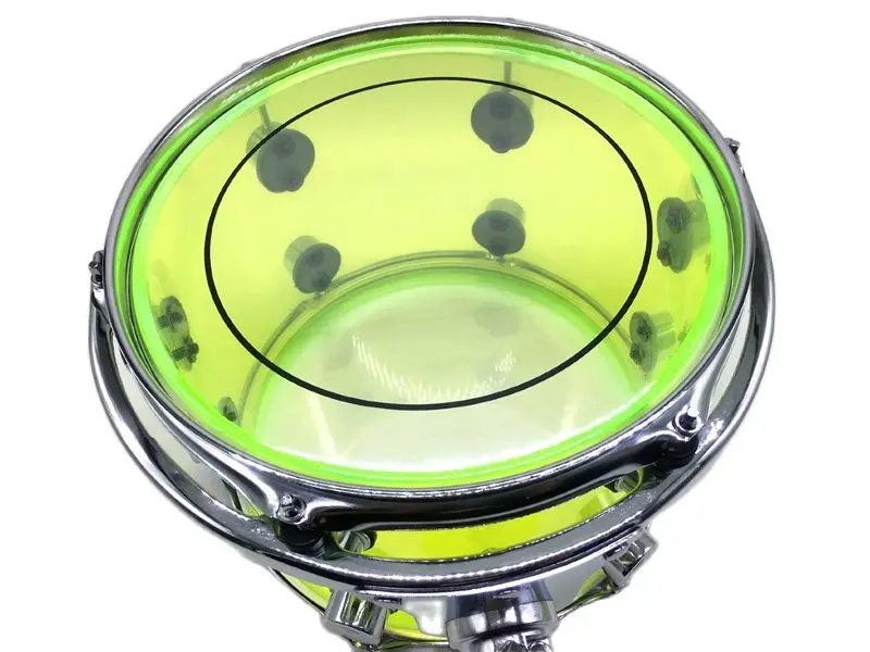 12 Inch Diameter 9 Inch Depth Snare Drum Acrylic Tom Drum Green Acrylic Drum 6 Holes Drum Hoop 6mm Thickness Drum Body Shell 1Pc