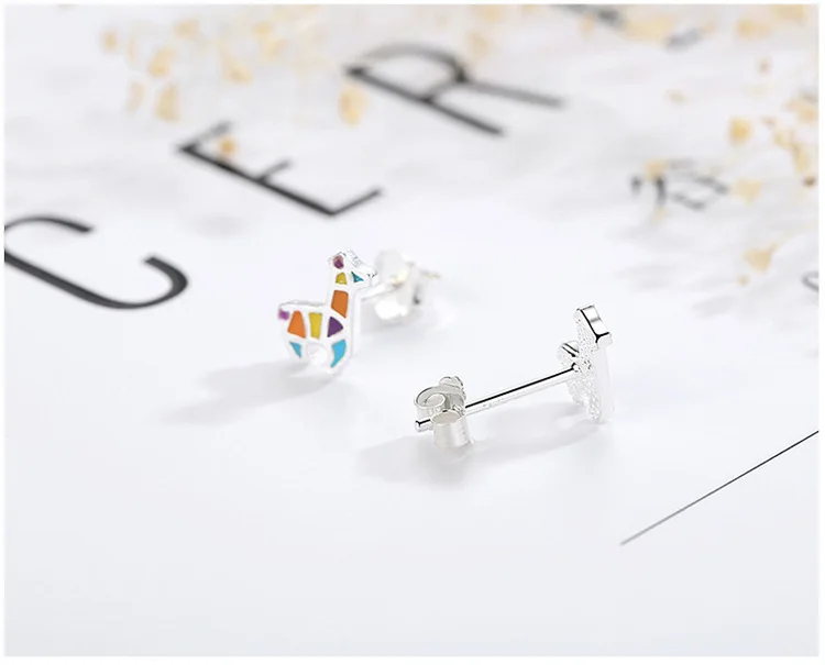 Real 100% 925 Sterling Silver giraffe Stud Earrings for Women Girls Fashion sterling-silver-jewelry brincos brinco