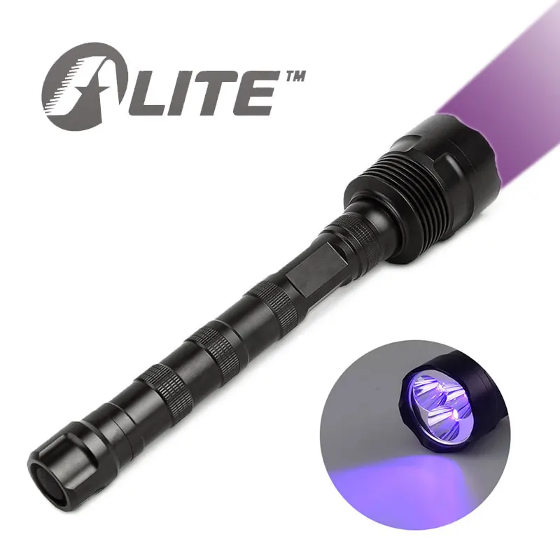 TMWT Strong beam Ultraviolet Light Torch Lamp Powerful 3LED UV Flashlight 395nm 365NM 18650 Matt Black Tactical Lanter