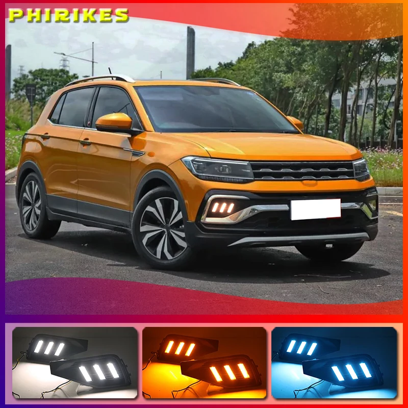 

1 Set Turn Signal Fog Lamp Cover 12V ABS LED DRL Car Styling For Volkswangen VW T-Cross tcross 2019 2020 Daytime Running Lights