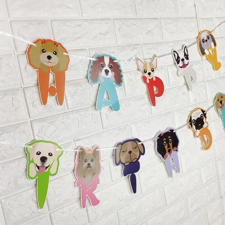 100Pcs Dog Decor Banner Bunting Garland Banner Pet Party Decor Pet Birthday Flag Hanging Decoration for Dinner Party SN3809