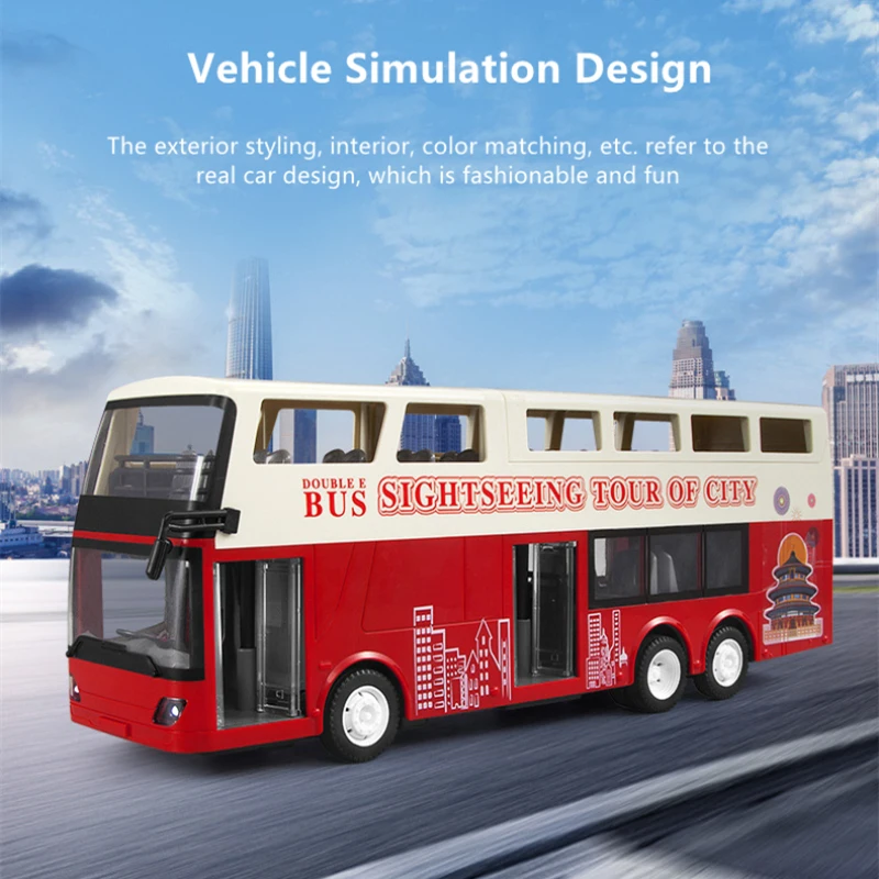 Double-Decker Sightseeing Remote Control Bus Car 2.4G One Key Open Door Removable Convertible Simulation Sound Effect Bus RC Car