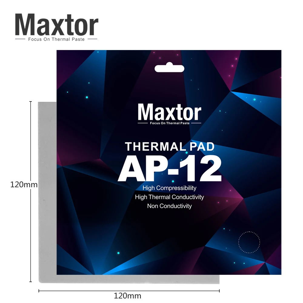 Maxtor-Alta Condutividade Térmica Dissipação de Calor Silicone Pad, Graxa Cooling Pad, CPU GPU, 14.8W/mk, AP-12