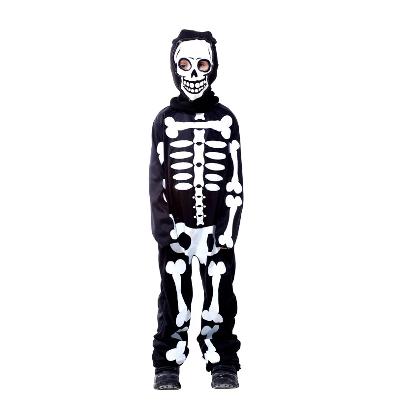 Purim Junge Schädel Skeleton Kostüm Horror Geist Zombie Buch Woche Overall Cosplay Karneval Halloween Phantasie Party Kleid