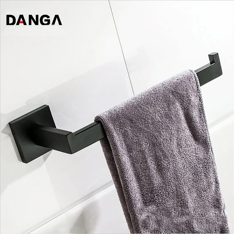 

Black Towel Rack Kitchen Storage Shelf Stainless Steel Tower Bar Square Towel Ring Fixed Bath Towel Holder Bathroom Accessories