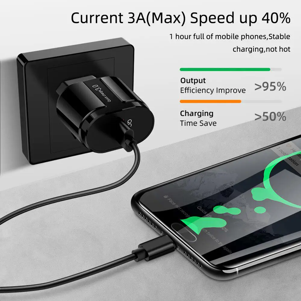18 واط 3A الهواتف شاحن سريع تهمة 3.0 ل شاومي آيفون 12 برو جدار الهاتف المحمول محول ل iphone12 سامسونج s10 usb شاحن