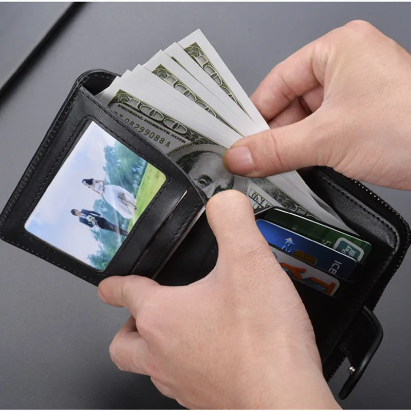 2024 New PU Material Wallet Rcasual Fashion Business Anti-magnetic zipper Multi-card Coin Purse Wallet