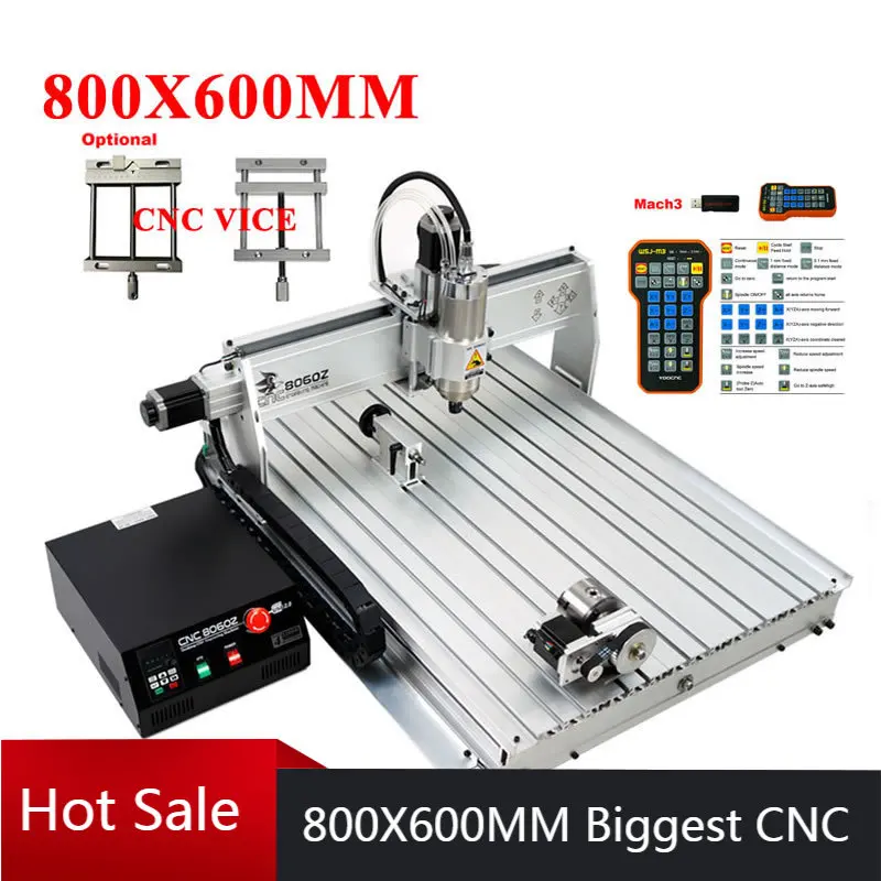 CNC Router Machines 8060 Metal Engraver Wood Milling Machine 4Axis USB Port 2200W 1500W Water Cooling Spindle Mach3 ER11 ER16