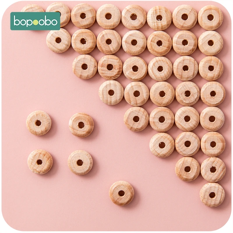 Bopoobo 20/50pc Small Wooden Abacus Beads Baby DIY Nursing Accessories Classic Sensory Toy New Baby Gift Organic Baby Teether