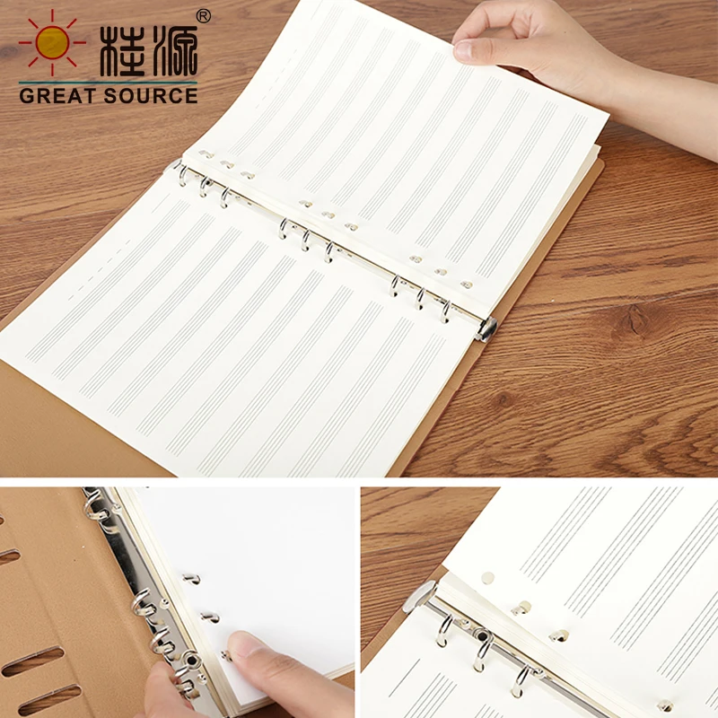 MQQ Filofax B5 Loose Leaf Notebook 9 Ring Binder Refill Paper Journal Refillable Folder Paper Kraft Notebook Paper Dotted （2PCS）