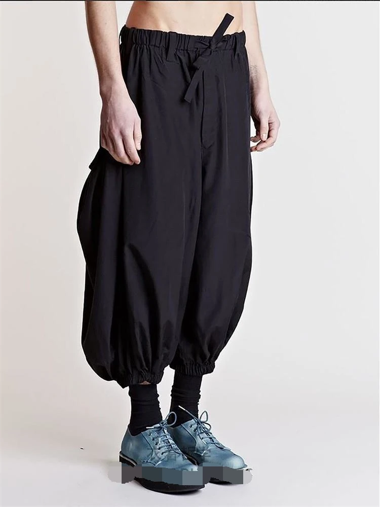 Men's new singer stage style fashion trend casual plus-size loose cropped pants Harem pants plus-size clothing