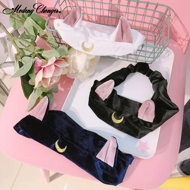 High Quatity Velvet Ears Elastic Headbands Girl Party Makeup Face Wash Headdress Cute Cat Life Women Hairband Hair Accessories