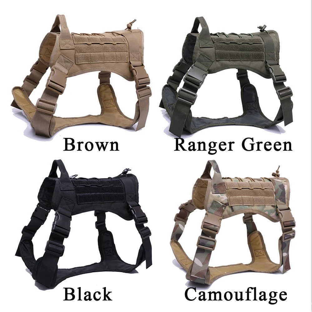 SUPREPET Tactical Dog Harness German Shepherd Pet Dog Outdoor Activity pet Clothing Harness Vest Nylon Bungee Dog Leash Harness