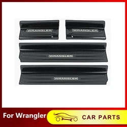 4X4 Stainless Steel Carbon Fiber Color Exterior Door Welcome Threshold Pedal Decorative Cover Fit For Jeep Wrangler JL 2018-2022