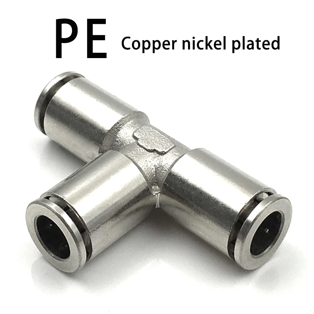 

PE PEG copper nickel-plated metal pneumatic quick connector tee 4 6 8 10 12 air compressor hose trachea high pressure connector