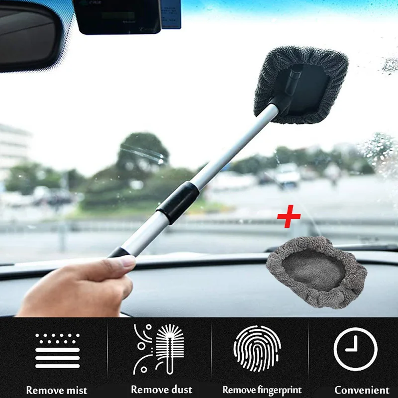 Car Window Cleaner Brush Kit Windshield Wiper Microfiber Wiper Cleaner Cleaning Brush Auto Cleaning Wash Tool With Long Handle